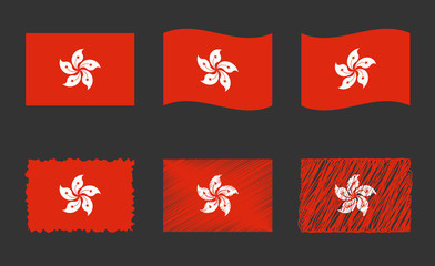 Obraz na płótnie Canvas Hong Kong flag set, official colors and proportion of the flag of Hong Kong