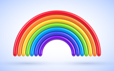 Colorful rainbow arch 3d vector illustration. Plasticine or clay design element