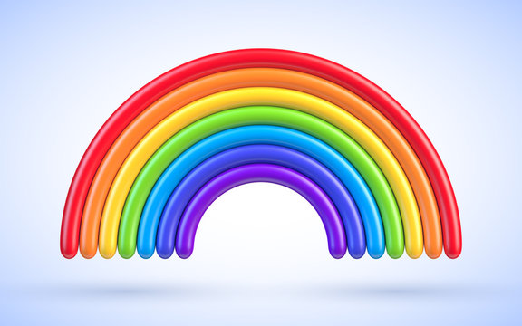 Colorful rainbow arch 3d vector illustration. Plasticine or clay design element
