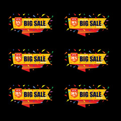 Collection big sale banner. sale and discount labels