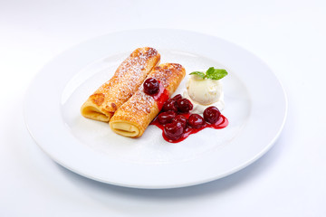 sweet pancakes with cherries