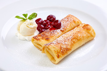 sweet pancakes with cherries