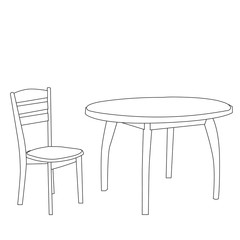 sketch, table and chair