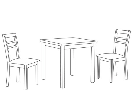 Table, Chair For Bar, Restaurant, Cafe. Vector Illustration Isolated On A  White Background. Outline, Line, Icon, Drawing. Royalty Free SVG, Cliparts,  Vectors, and Stock Illustration. Image 154907141.