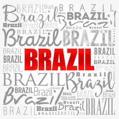 Brazil wallpaper word cloud, travel concept background