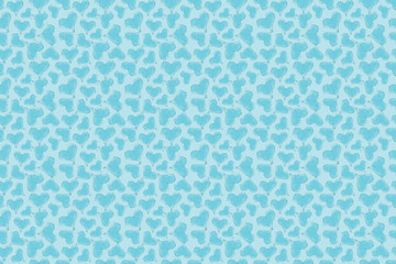 Fototapeta premium Cute blue love heart seamless repeating pattern. The design has heart shaped blotches in a bright vibrant color outlined with a hand drawn look of broken lines. The background is a paler shade.