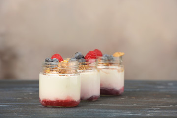 Series about granola, berry and greek yogurt suitable for a healthy breakfast, snack or dessert.