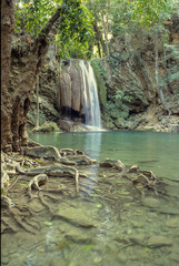 Green and clean Erawan waterfall on Kanchanaburi Province, Thailand