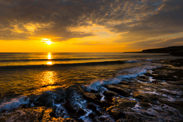 sunset over the sea taken with long exposure,