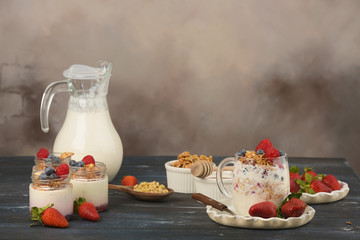 Series about granola, berry and greek yogurt suitable for a healthy breakfast, snack or dessert.