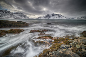 Landscape of Norway lofotens - long exposure photo