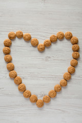 Almond cookies, overhead view. Flat lay, top view, from above.