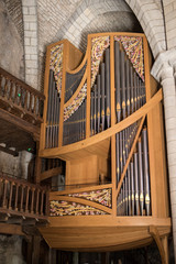  Pipe organ in Basilica of St-Sauveur blend into the cliff in Rocamadour, France