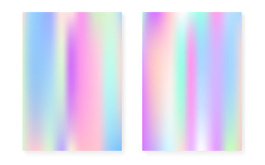 Fototapeta premium Pearlescent background with holographic gradient. Hologram cover set.
