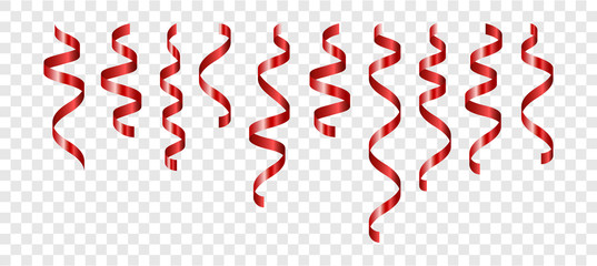 Set of red confetti on transparent background