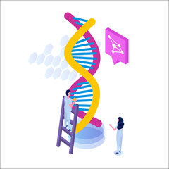CRISPR CAS9 - Genetic engineering isometric concept. Vector illustration