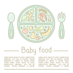 Concept of info poster with baby food plate and sample text