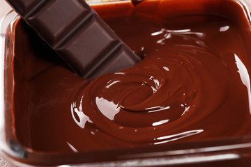 Melting chocolate, melted delicious chocolate for handmade praline icing confectionery