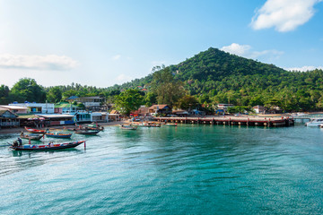 Fototapeta na wymiar Tay island pier, Surathani traveling destination in southern of Thailand