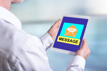Message concept on a tablet