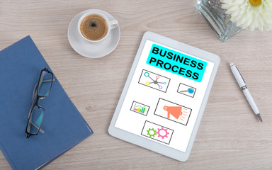 Business process concept on a digital tablet