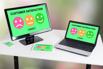 Customer satisfaction concept on different devices