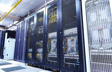 inside of the equipment for mobile communication in modern data center of mobile operators....