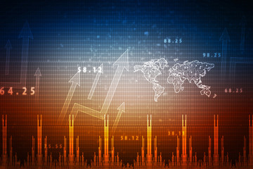 2d rendering Stock market online business concept. business Graph 