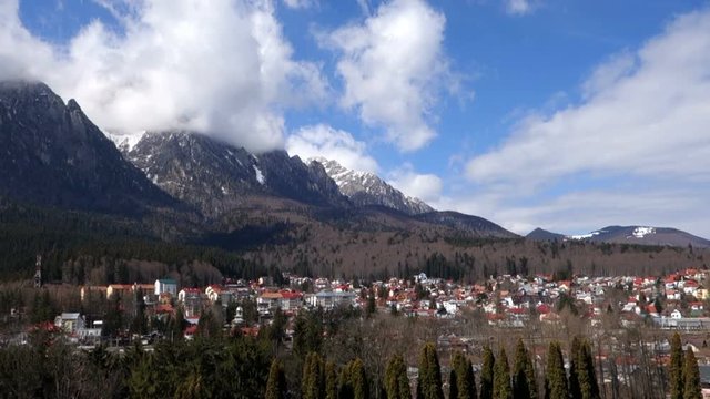 Busteni city view with mountain at background