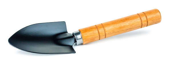 Shovel garden tool or spoon spade isolated on white background with clipping path