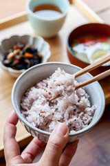 雑穀米　朝ごはん