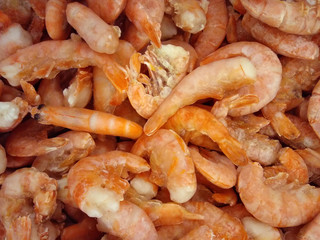 Frozen shrimp. Background.