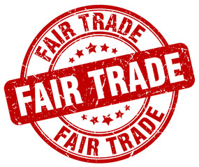 fair trade red grunge round vintage rubber stamp