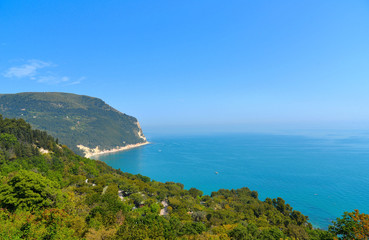 seascape, beach and natural landscape view from Sirolo Marche, Italy