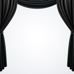 Black curtains  drapes  isolated on white background