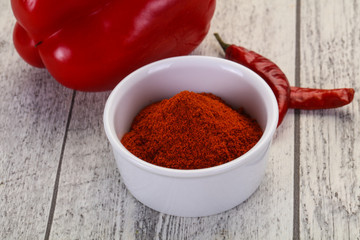 Paprika powder in the bowl