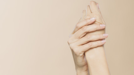 Female hands are nurturing