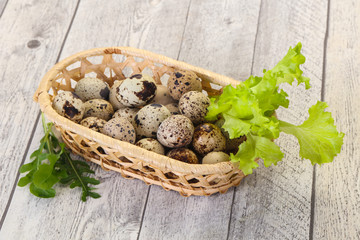 Quail eggs in the basket