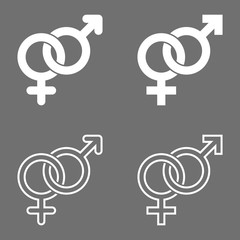 Set of male and female symbols combination
