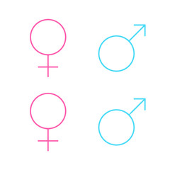 Set of male and female line symbols