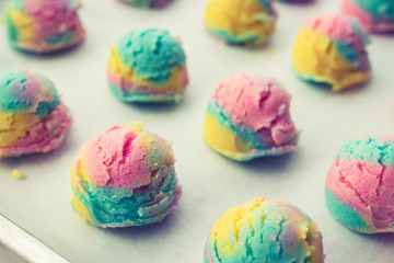 Homemade rainbow or pastel cookie.