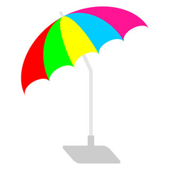 Beach umbrella or sunshade with stand. Vector graphic illustration. Flat design.