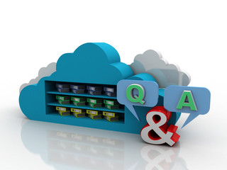3d rendering cloud  folder storage with Q&A  