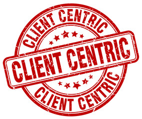 client centric red grunge stamp