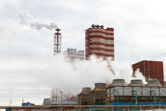 Exhaust plant mineral fertilizers. Illustration of environmental pollution.
