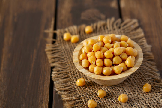 chickpeas on blue wooden surface