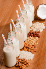 Assortment of homemade vegan milk