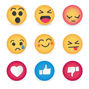Set of Emoticon social media reactions