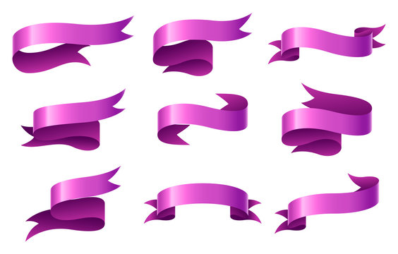 Lilac ribbon banner icon web design element hand Vector Image