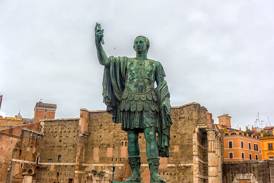 Statue of the emperor Caesar Augustus Nerva, located near the Colosseum.Rome, Italy